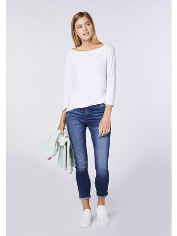 Detto Fatto Longsleeve mit weitem Ausschnitt und gecroppten Ärmeln in Weiß