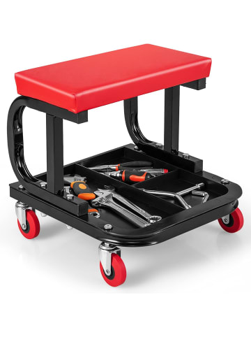 COSTWAY Werkstatthocker mit Rollen in Rot