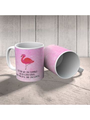 Mr. & Mrs. Panda Kindertasse Flamingo Classic mit Spruch in Aquarell Pink