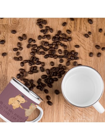 Mr. & Mrs. Panda Camping Emaille Tasse 3. Hochzeitstag Lederhoch... in Kaffa Coffee