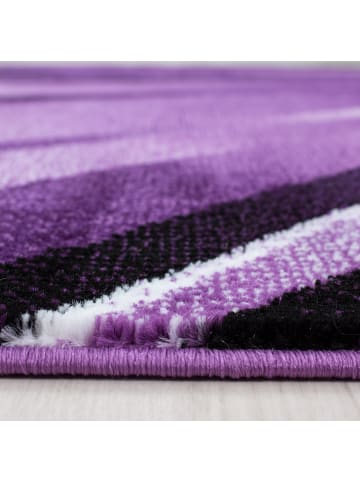 KADIMA DESIGN Teppich Kurzflor Waschbar Wellen DRAU Strapazierfähig OEKO-TEX in Violett