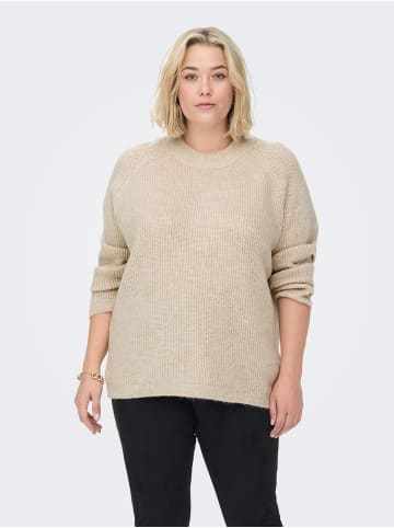 ONLY Carmakoma Curve Strick Pullover Rundhals Langarm Sweater CARJADE in Beige