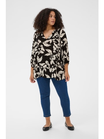 KAFFE curve Bluse langarm KCtrine Regular fit in Black Chalk Leaves