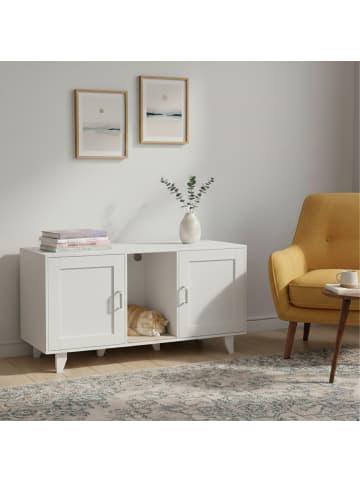 relaxdays Katzenschrank in Weiß - (B)120 x (H)65 x (T)52 cm