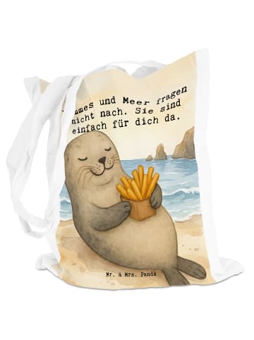 Mr. & Mrs. Panda Uni Tasche Robbe Pommes Design mit Spruch in Weiß