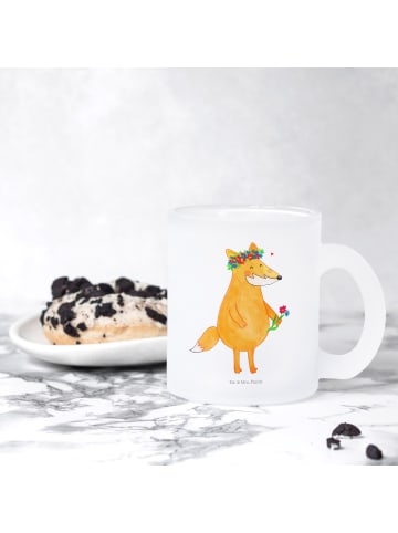 Mr. & Mrs. Panda Teetasse Fuchs Blumen ohne Spruch in Transparent