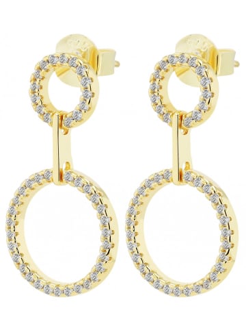 Adeliás Damen Ohrstecker aus 925 Silber mit Zirkonia in gold