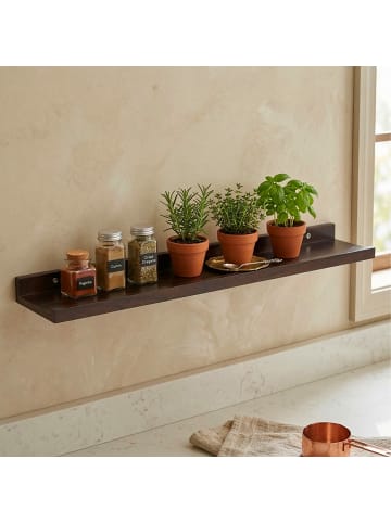 relaxdays Wandregal in Dunkelbraun - (B)100 x (H)5 x (T)15 cm