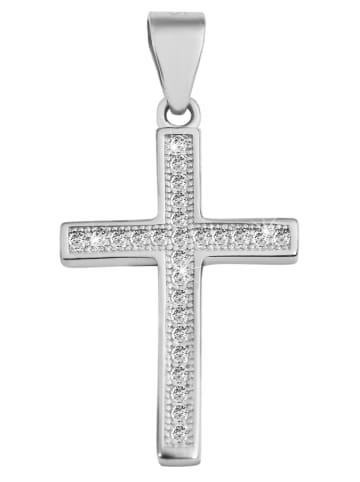Adeliás Damen Anhänger – Kreuz Kreuzanhänger aus 925 Silber mit Zirkonia in silber