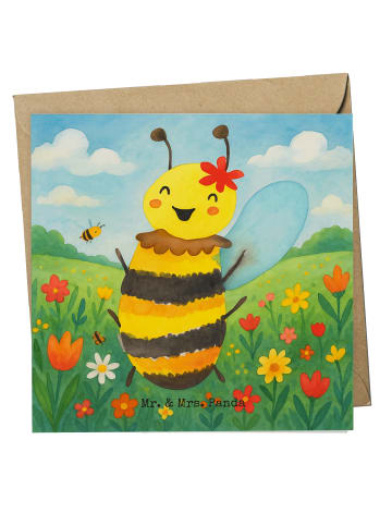 Mr. & Mrs. Panda Grußkarte Biene Happy Design ohne Spruch in Weiß