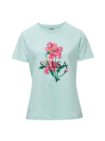 Salsa Jeans T-Shirt Flower Print in Light Green