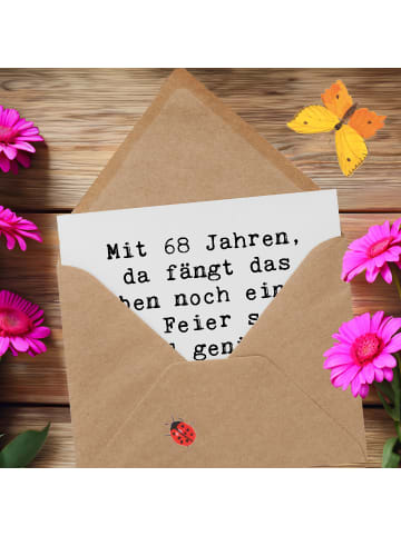 Mr. & Mrs. Panda Einladungskarte Spruch 68. Geburtstag Freude mi... in Weiß