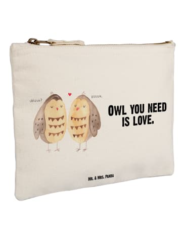 Mr. & Mrs. Panda Federtasche Eulen Liebe mit Spruch in Weiß