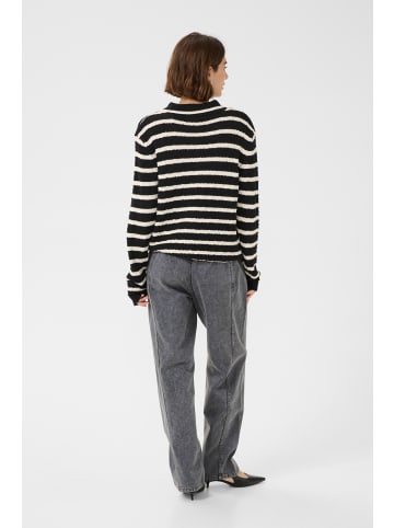 CULTURE Strickjacke CUursula Casual fit in Black/Whitecap Stripe