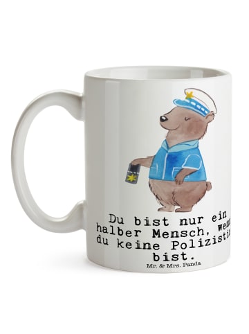 Mr. & Mrs. Panda Tasse Polizistin Herz mit Spruch in Weiß