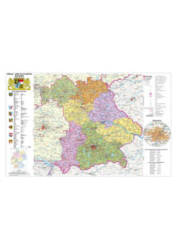 Stiefel Eurocart Lehrmittel Landkarte/Globus - Stiefel Wandkarte Kleinformat Bayern, politisch mit Postleit