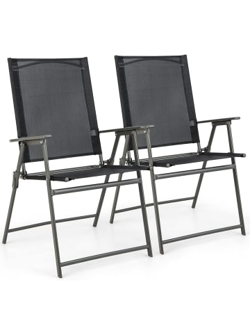COSTWAY 2er Set Gartenstühle in Schwarz