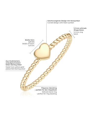 Glanzstücke München Ring Herz aus Sterling Silber in gelbgold