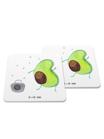 Mr. & Mrs. Panda Gläseruntersetzer Avocado Tanzen ohne Spruch in Weiß