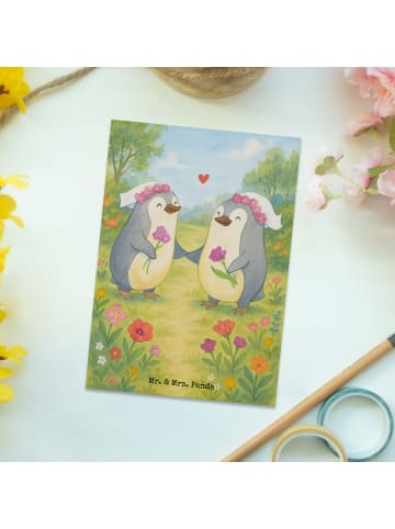 Mr. & Mrs. Panda Fotokarte Pinguine Lesbian Pride Design ohne Sp... in Weiß