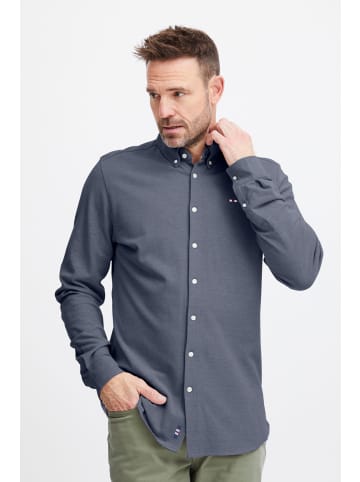FQ1924 Langarmhemd FQSteven piqu√© knitted LS shirt 21900613 Basic Hemd aus Pikee in Dunkelblau