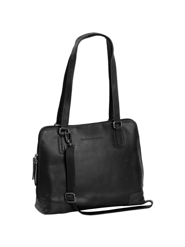 The Chesterfield Brand Wax Pull Up Schultertasche Leder 30 cm Laptopfach in schwarz