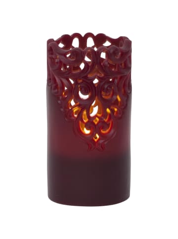 STAR Trading LED Echtwachskerze Clary, Batterie und Timer, dunkelrot, 15cm