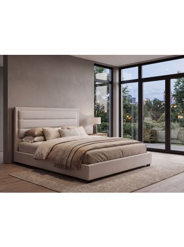 2-tlg Doppelbett ROUEN in Beige/Schwarz