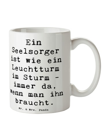 Mr. & Mrs. Panda Kaffeebecher Spruch Seelsorger Leuchtturm mit S... in Weiß