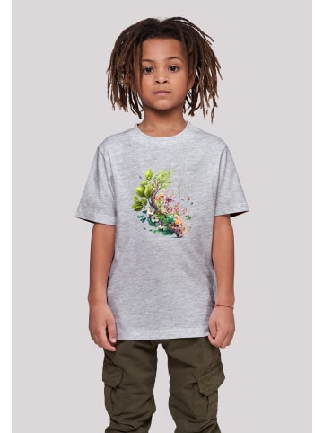 F4NT4STIC T-Shirt Baum mit Blumen Tee Unisex in grau meliert