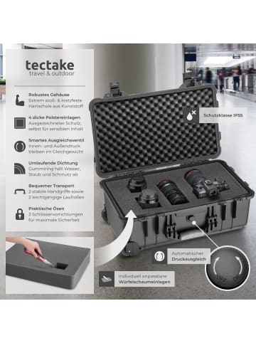 tectake Kamerakoffer  45 x 26 x 58 cm, schwarz