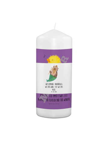 Mr. & Mrs. Panda Beileidskerze Wassermann Astrologie mit Spruch in Weiß