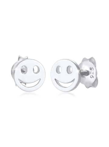 Elli Ohrringe 925 Sterling Silber mit Smiling Face, Plättchen in Silber