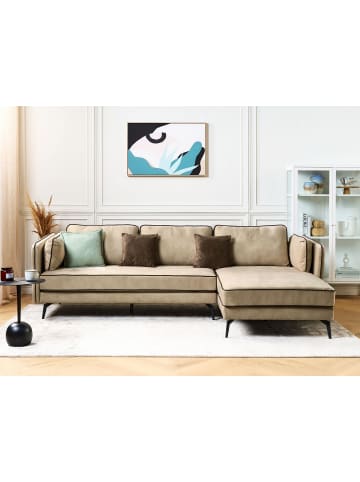 Beliani Ecksofa ALTAN in Beige/Schwarz - (W) 268 x (H) 88 x (L) 157 cm linksseitig