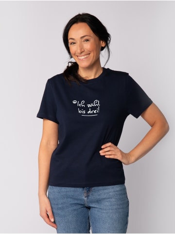 wat? Apparel T-Shirt Ich zähl bis drei in Dunkelblau