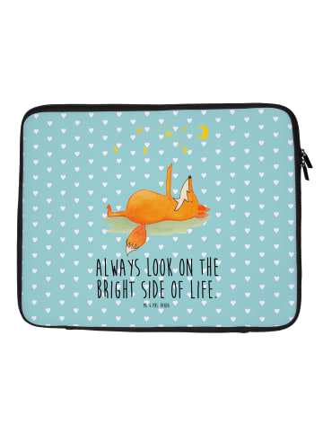 Mr. & Mrs. Panda Laptop Tasche Fuchs Sterne mit Spruch in Türkis Pastell