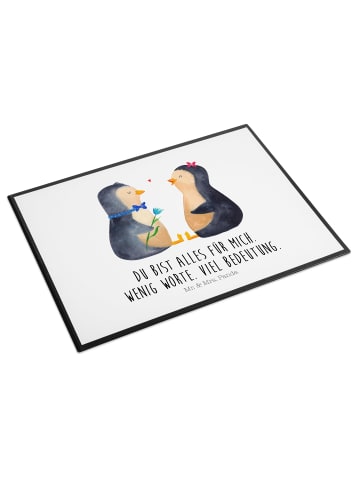 Mr. & Mrs. Panda Schreibunterlage Pinguin Pärchen mit Spruch in Weiß