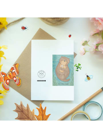 Mr. & Mrs. Panda Grußkarte Otter Muschel Design ohne Spruch in Weiß