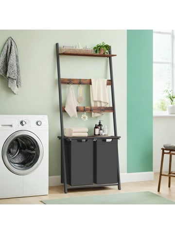 VASAGLE Wäschekorb Brenta in Braun-Schwarz - (B)33 x (H)177 x (T)73 cm