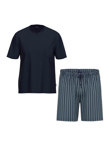 Ammann Schlafanzug Organic Cotton in Blau gestreift