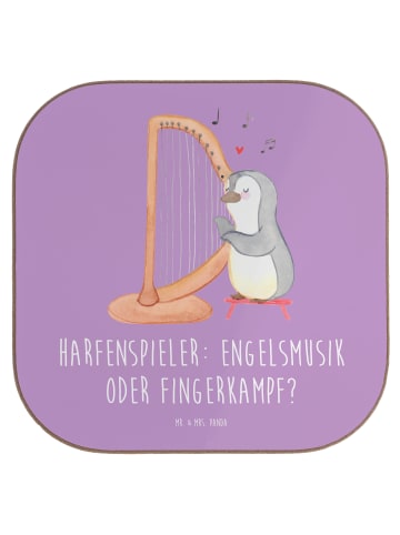 Mr. & Mrs. Panda Tisch-Untersetzer Harfe Melodien mit Spruch in Lavendeltraum