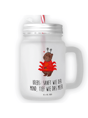 Mr. & Mrs. Panda Trinkglas Mason Jar Krebs Astrologie mit Spruch in Transparent