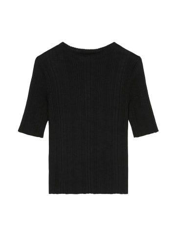 Marc O'Polo Kurzarm-Ripp-Strickpullover in Schwarz