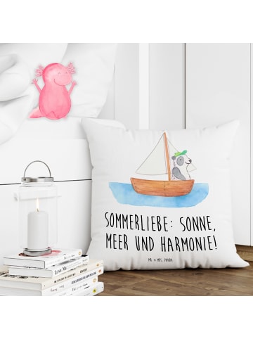 Mr. & Mrs. Panda Zierkissen Sommerliebe mit Spruch in Weiß