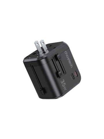 Wisam® Choetech Reiseladegerät, 3xUSB-A, 2xUSB-C, GaN, 35W, US/EU/UK/AU (schwarz)