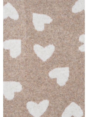 Faera Dreieckstuch Herzmotiv Weiche Strickstruktur in Beige