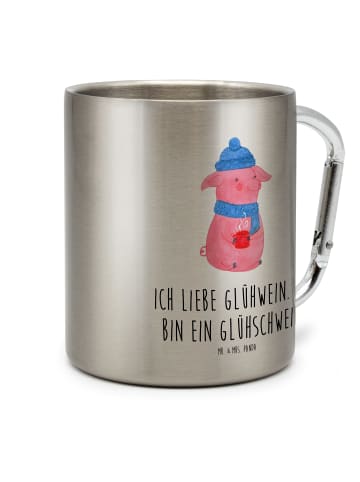 Mr. & Mrs. Panda Thermobecher Schwein Glühwein mit Spruch in Silber