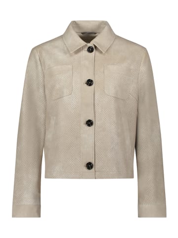 AMBER & JUNE Kunstleder-Jacke mit Kragen in beige