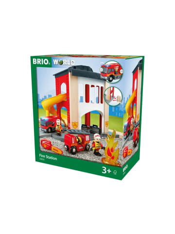 Brio Holzeisenbahn Zubehör Große Feuerwehr-Station + Fahrzeug, ab 3 Jahre