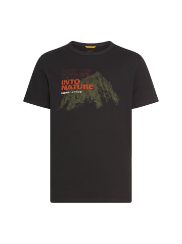 Camel Active T-Shirt aus reiner Baumwolle mit Rundhalsausschnitt in Schwarz